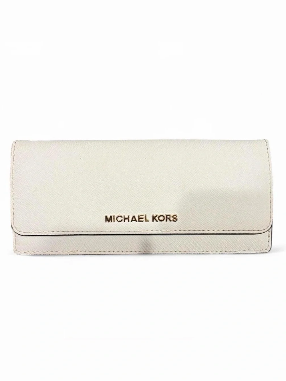 Michael Kors Cream Saffiano Leather Clutch with Gold Logo